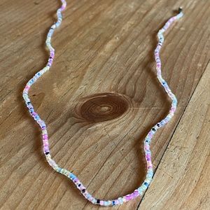Multi-colored ~frosty~ seed beaded necklace